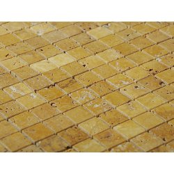 Travertin Yellow geb&uuml;rstet Mosaik 2x2x1 cm gelb