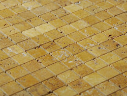 Travertin Yellow gebürstet Mosaik 2x2x1 cm gelb