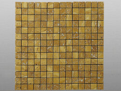 Travertin Yellow geb&uuml;rstet Mosaik 2x2x1 cm gelb