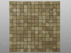 Travertin Noce geb&uuml;rstet Mosaik 2x2x1 cm braun