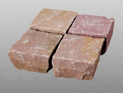 Modak Sandstein spaltrau Pflastersteine 9x9x7/9 cm braun rot