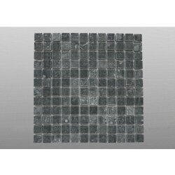 Black Marble getrommelt Mosaik 2,3x2,3x1 cm schwarz grau