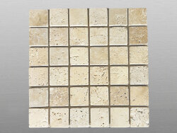 Travertin Beige Light Select getrommelt Mosaik 4,8x4,8x1...