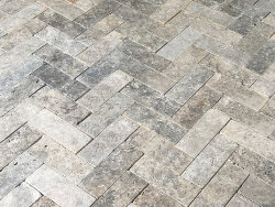 Travertin Silver getrommelt Verblender 20,3x7,5x1cm grau