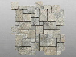 Travertin Silver getrommelt Mosaik MiniSet x1 cm grau