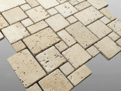 Travertin Beige Light Select getrommelt Mosaik MiniSet x1...