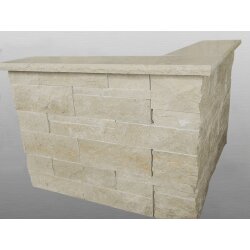 Dietfurter Kalkstein gala® beige geschliffen Abdeckplatten beide Längskanten bossiert 28xca.50-100x4 cm