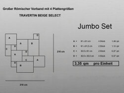 Travertin Beige Select getrommelt Fliese großer römischer Verband 1,2 cm