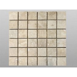 Travertin Beige Light Select gespachtelt & geschliffen Mosaik 4,8x4,8x1 cm beige