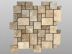 Travertin Walnut getrommelt Mosaik MiniSet x1 cm beige