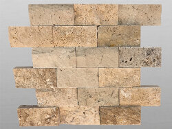 Travertin Beige Rustik spaltrau Mosaik 4,8x10x1,2 cm beige