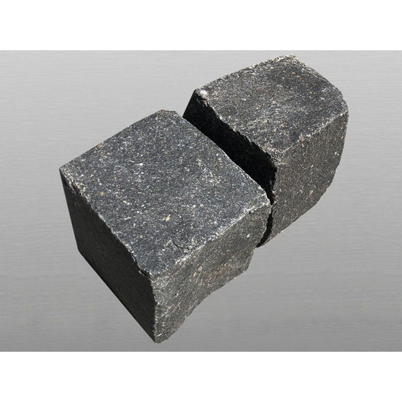 Vietnam Basalt 507 spaltrau 1 Tonne Pflastersteine 15x15x15 cm schwarz