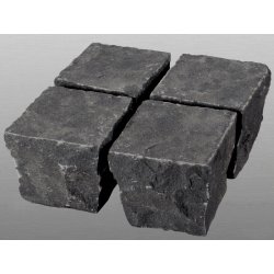 Vietnam Basalt 507 geflammt gestrahlt 1 Tonne Pflastersteine 10x10x8 cm schwarz