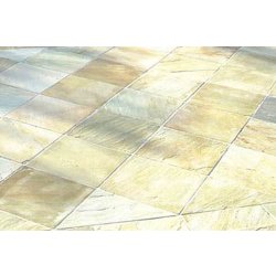 Mint spaltrau Sandstein Platte 60x60x3 cm gelb/wei&szlig;