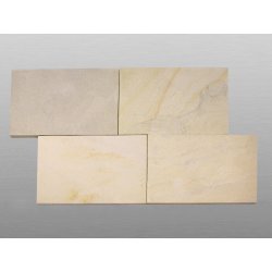 Mint gestrahlt & gebürstet Sandstein Platte 40x60x3 cm gelb/weiß