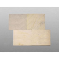 Mint gestrahlt & gebürstet Sandstein Platte 60x60x3 cm gelb/weiß
