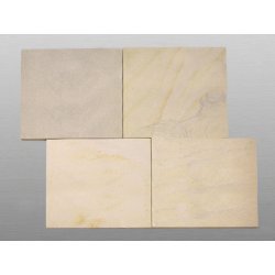 Mint gestrahlt & gebürstet Sandstein Platte 80x80x3 cm gelb/weiß