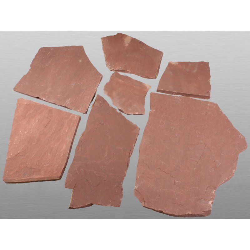 Mandana Wine Red spaltrau Sandstein Polygonalplatten 3-7 Stk/m², 2,5 cm Stärke rot