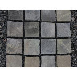 Sandstein Kalahari Black spaltrau Pflasterplatten 10x10x2,5 cm grau
