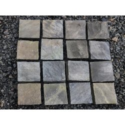Sandstein Kalahari Black spaltrau Pflasterplatten 10x10x2,5 cm grau