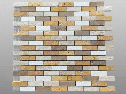 Travertin Kalkstein Mix geb&uuml;rstet Mosaik...