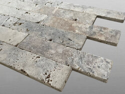 Travertin Silver getrommelt Verblender 20,3x4,8x1cm grau