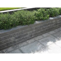 Kerala Basalt spaltrau Mauerstein 10x20x30-50 cm dunkelgrau